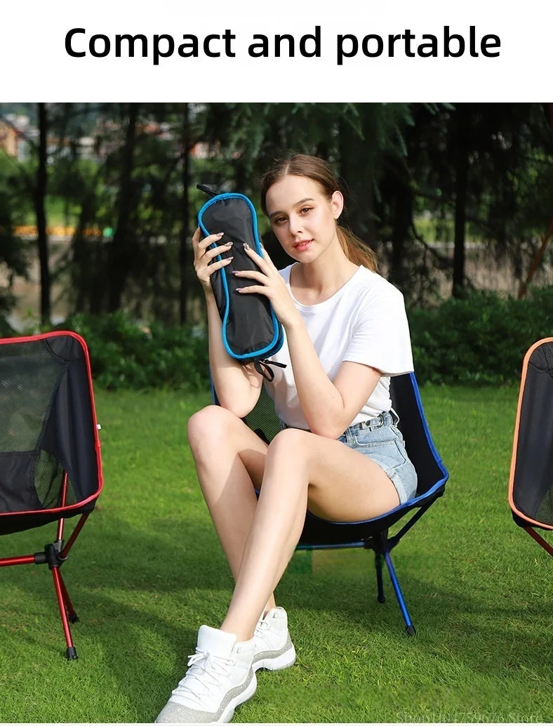 Ultra-Light Foldable Aluminum Alloy Moon Chair – Reclining Outdoor Fishing & Camping Chair